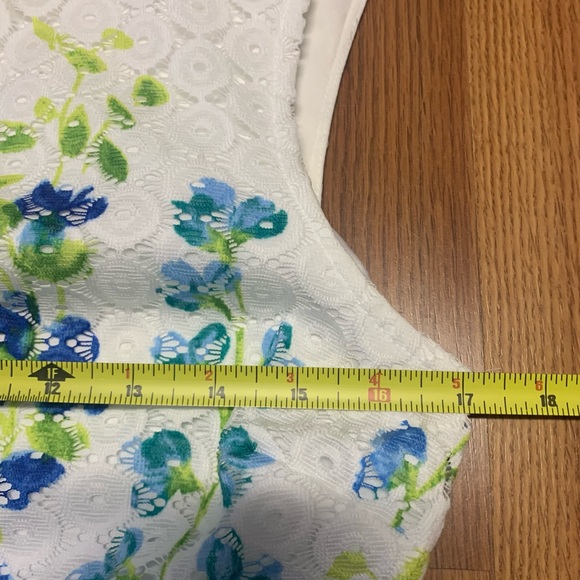 Studio One New York A Line Dress Tea Party Sleeveless white and Blue Floral Sz 6 - Picture 4 of 9